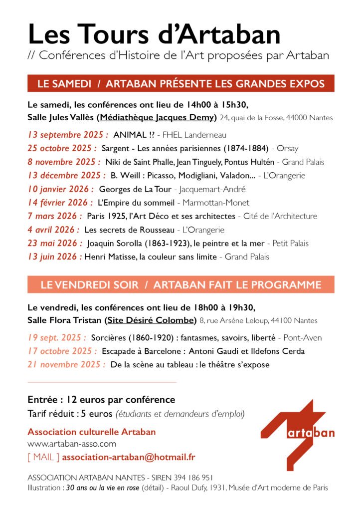 Le programme d'Artaban pour la saison 2025 / 2026 à Nantes